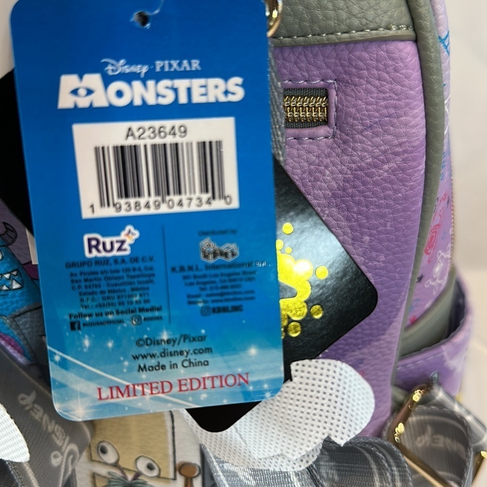 Wonda Pop Disney Pixar Monsters 11” mini backpack Peek-A-Boo Vegan Leather - Picture 8 of 11